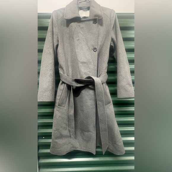 Everlane Charcoal Belted Coat Size Small - Picture 5 of 9